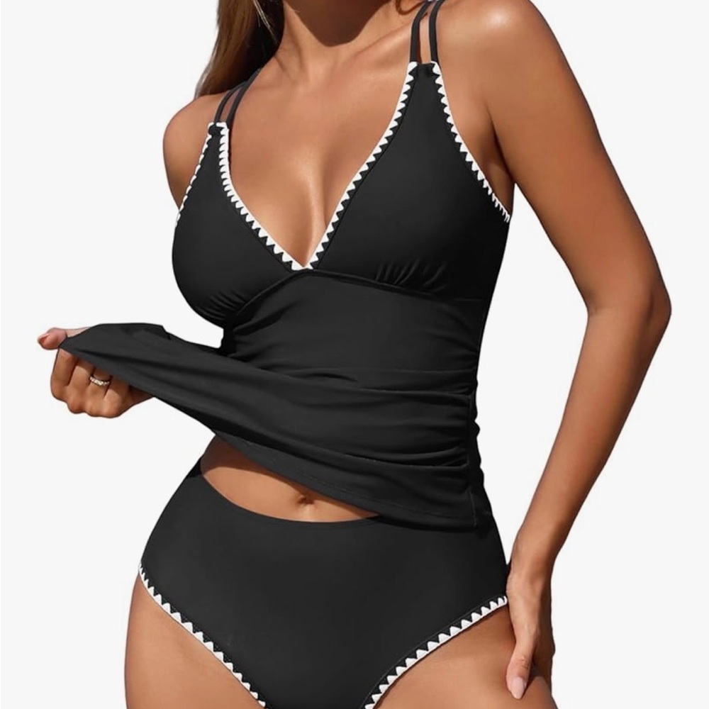 Zaful Black and White Trim Bikini Set - Picture 4 of 9